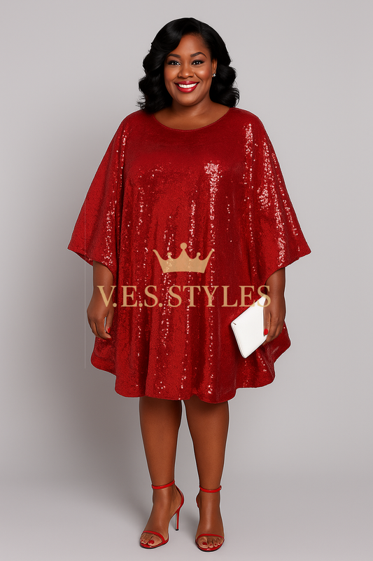 Knee length sequin circle cut dress